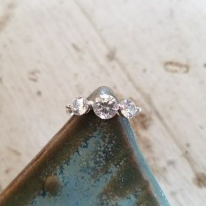 Sterling Silver Ring with Faux Diamonds